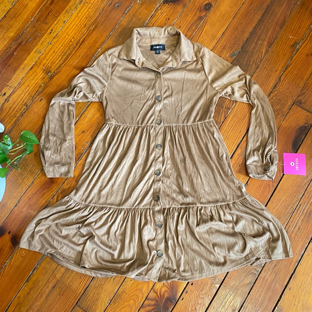 Amy Byer Button Down Long Sleeve Collar Tiered Dress Size 16 Girls NWT